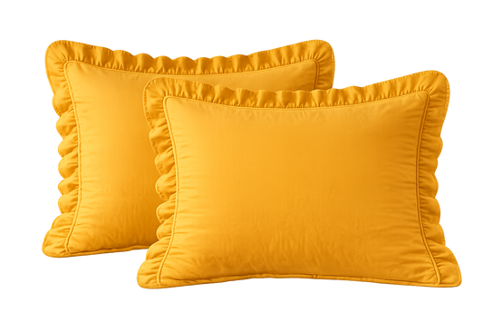 Cotton Family Comfort Duvet Cover + 2 Pillowcase (yellow ruffle)