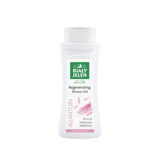 Biały Jelen regenerating shower gel bottle on a white background