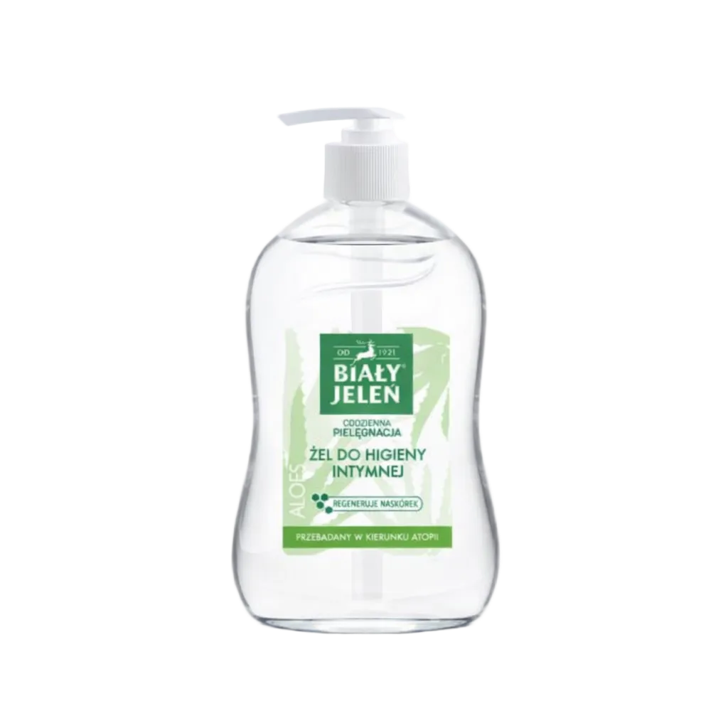 Clear bottle with green label on a white background