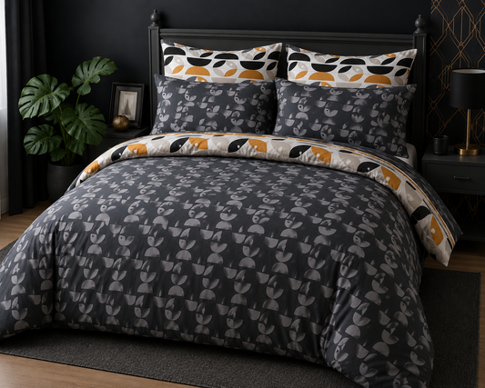 Cotton Family Comfort Duvet Cover + 4 Pillowcase (Carla Grey)