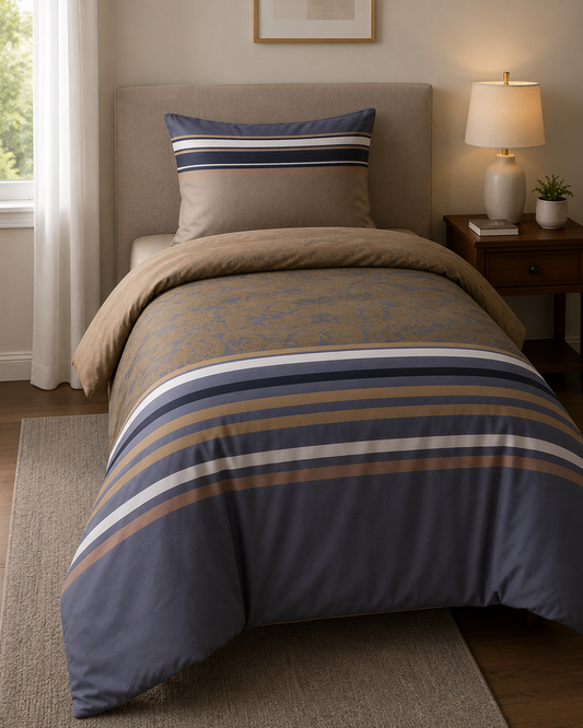 Cotton Family Comfort Duvet Cover + 1 Pillowcase (Terrazzo in shades of brown and gray)