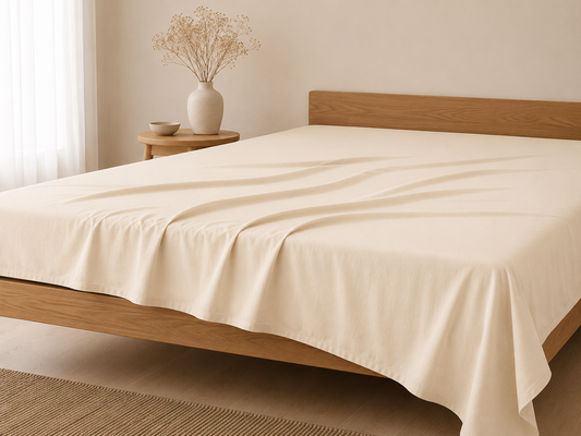 Luxury Cotton Flat Bed Sheet – Cream