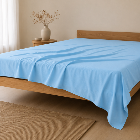Luxury Satin Flat Bed Sheet – Blue