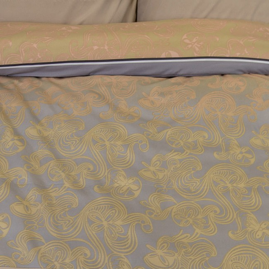 Cotton Family Comfort Duvet Cover + 2 Pillowcase (Terrazzo in shades of brown and gray)