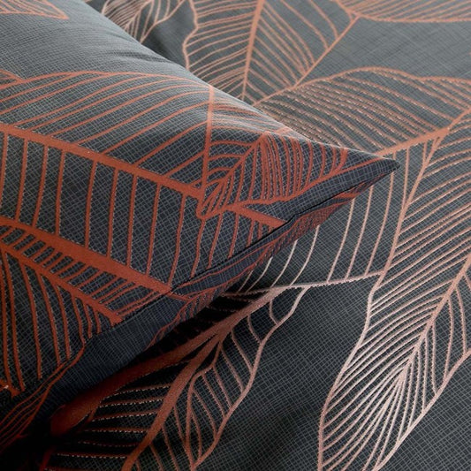 Cotton Comfort Duvet Cover + 2 Pillowcase (copper leaves)