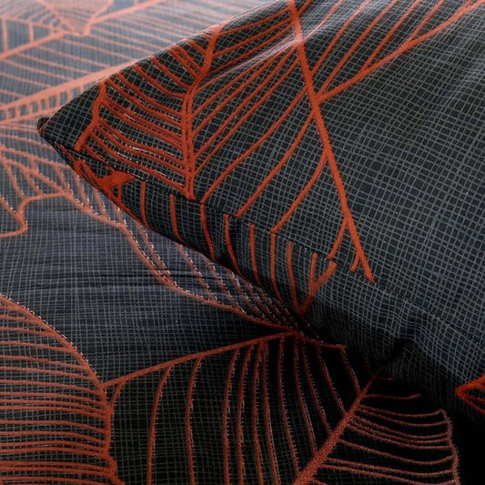Cotton Essential Duvet Cover + 1 Pillowcase (copper leaves)
