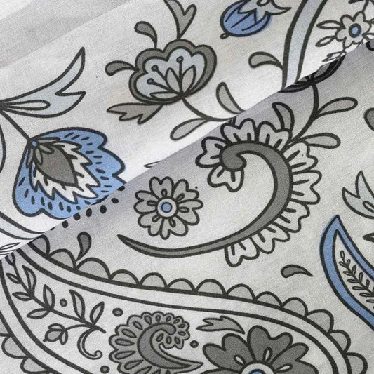 Cotton Family Comfort Duvet Cover + 4 Pillowcase (Paisley-Calm)