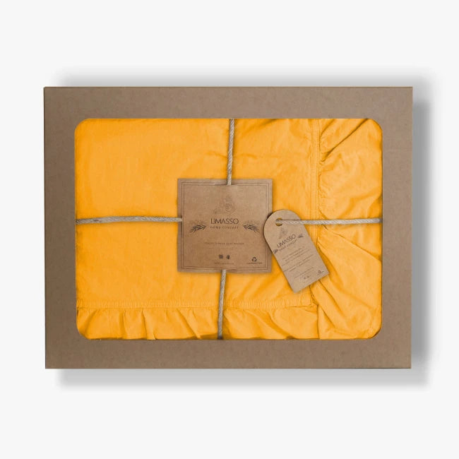 Cotton Family Comfort Duvet Cover + 1 Pillowcase (yellow ruffle)