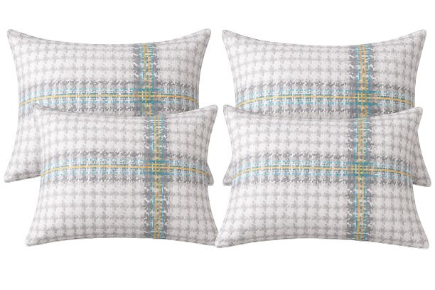 Cotton Family Comfort Duvet Cover + 4 Pillowcase (grey check)