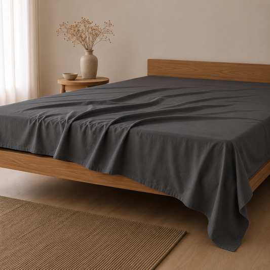 Luxury Cotton Flat Bed Sheet – Charcoal Grey