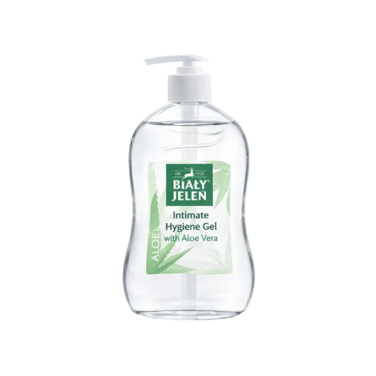 Biały Jeleń intimate hygiene gel with aloe vera in a pump bottle