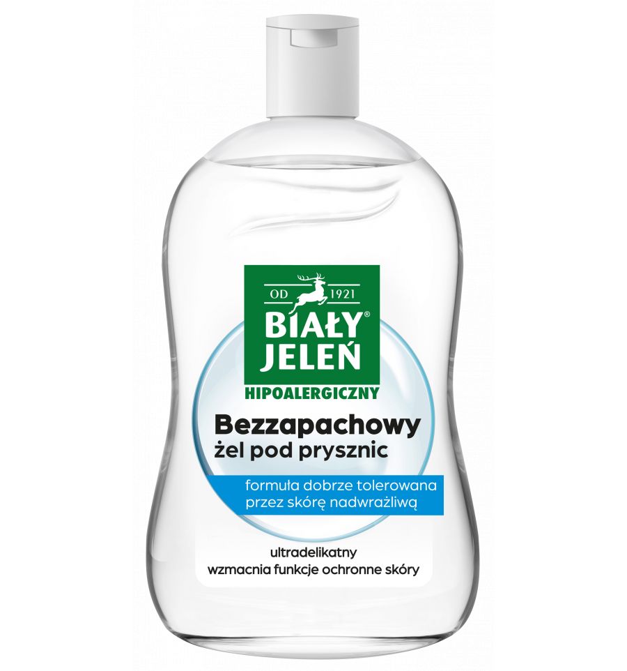 Fragrance-Free Hypoallergenic Shower Gel for Sensitive & Atopic Skin – Biały Jeleń by Pollena – 500 ml