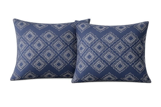 Cotton Family Comfort Duvet Cover + 2 Pillowcase (Dora – Dark Blue)