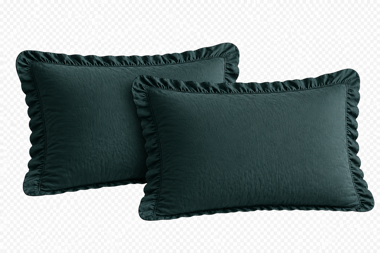 Cotton Family Comfort Duvet Cover + 2 Pillowcase (bottle green ruffle)