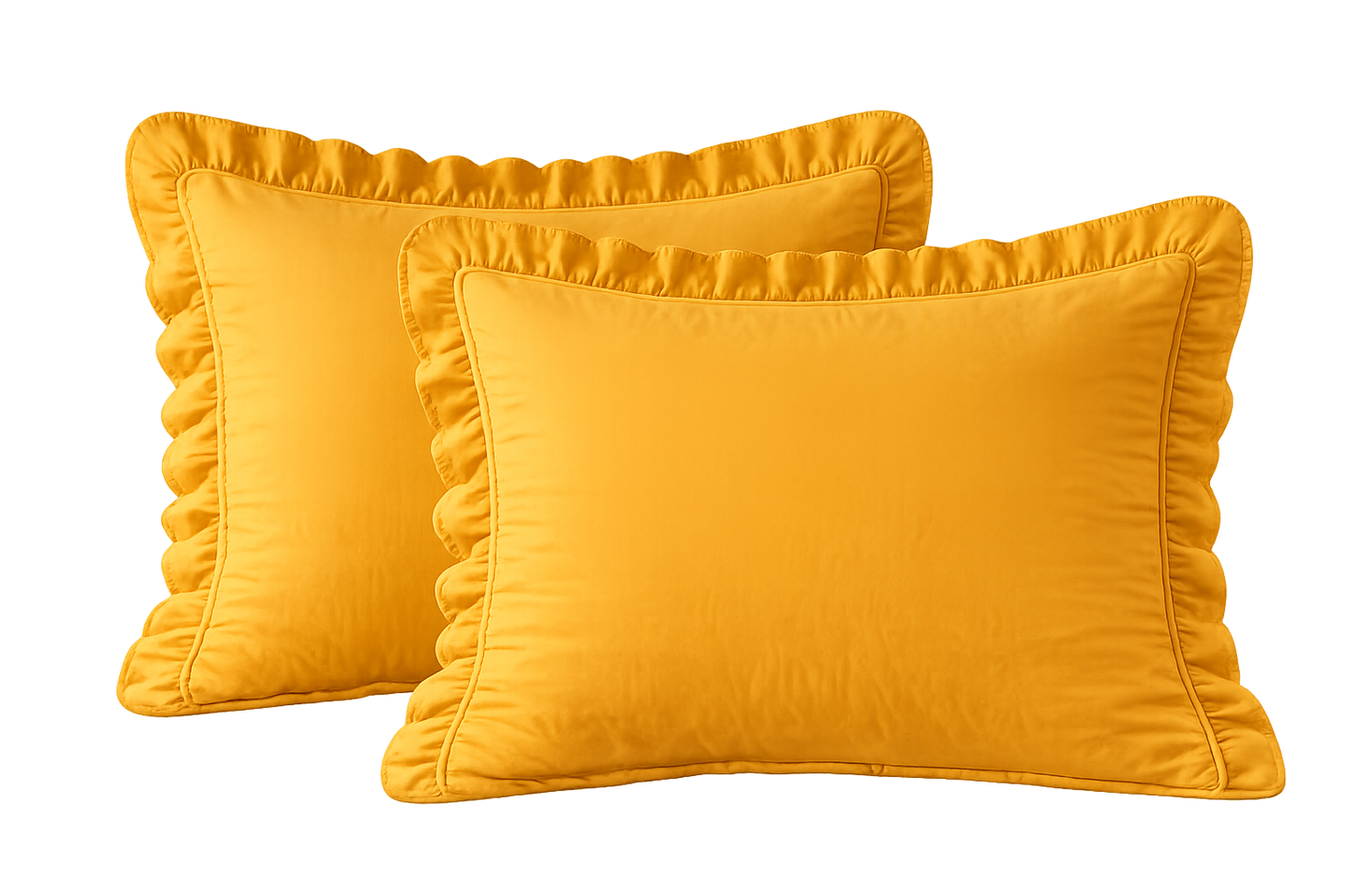 Cotton Family Comfort Duvet Cover + 2 Pillowcase (yellow ruffle)