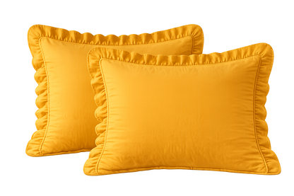 Cotton Family Comfort Duvet Cover + 4 Pillowcase (yellow ruffle)