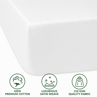 Luxury Cotton Fitted Bed Sheet – White