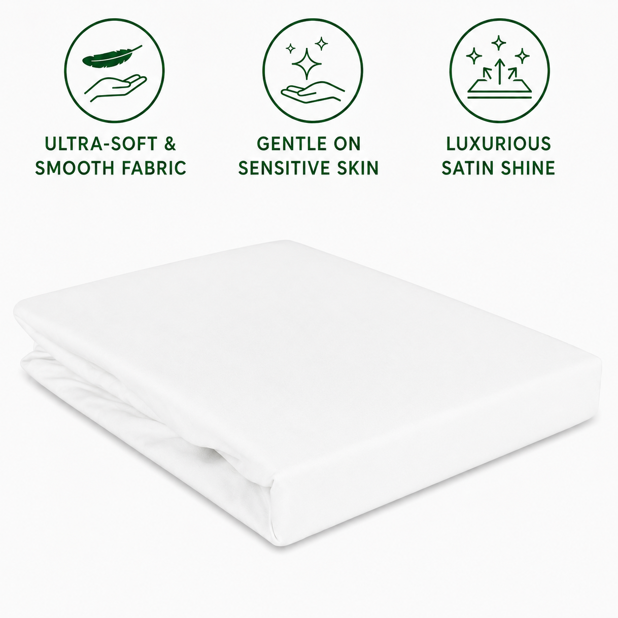 Luxury Satin Fitted Bedsheet – White