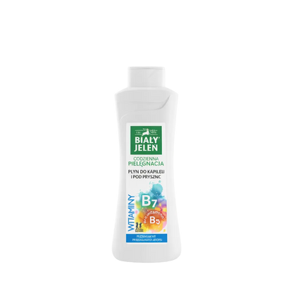 Bottle of Bialy Jelen skincare product on a light blue background