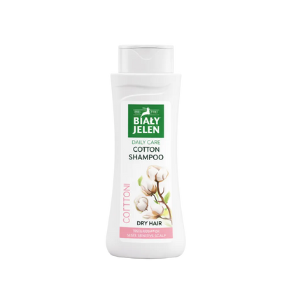 Biały Jelen Cotton Shampoo bottle on a white background