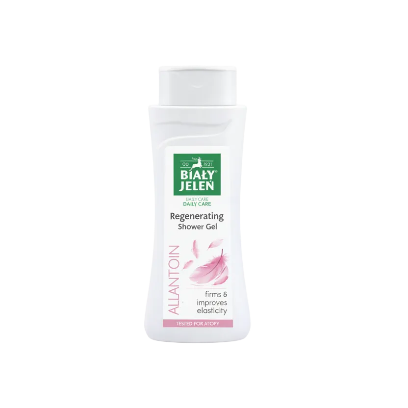 Biały Jelen regenerating shower gel bottle on a white background