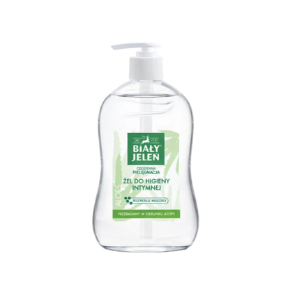 Clear bottle with green label on a white background