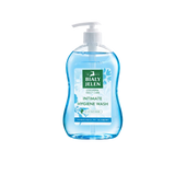 Bialy Jelen intimate hygiene wash bottle on a gradient blue background
