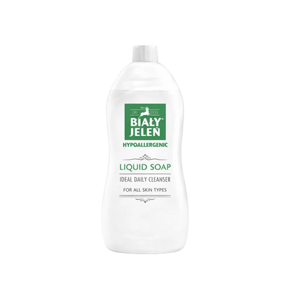 Bialy Jelen liquid soap bottle on a light gray background