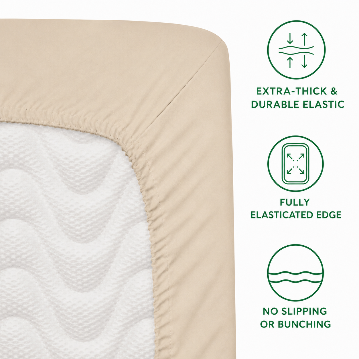 Luxury Satin Fitted Bedsheet – Beige