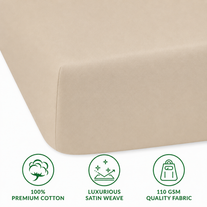 Luxury Satin Fitted Bedsheet – Beige