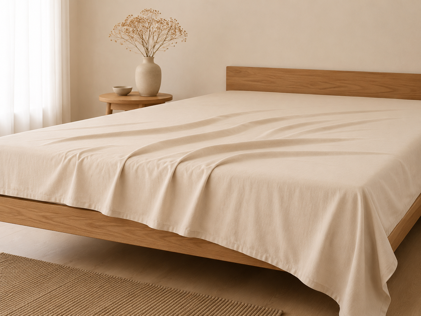 Luxury Cotton Flat Bed Sheet – Beige