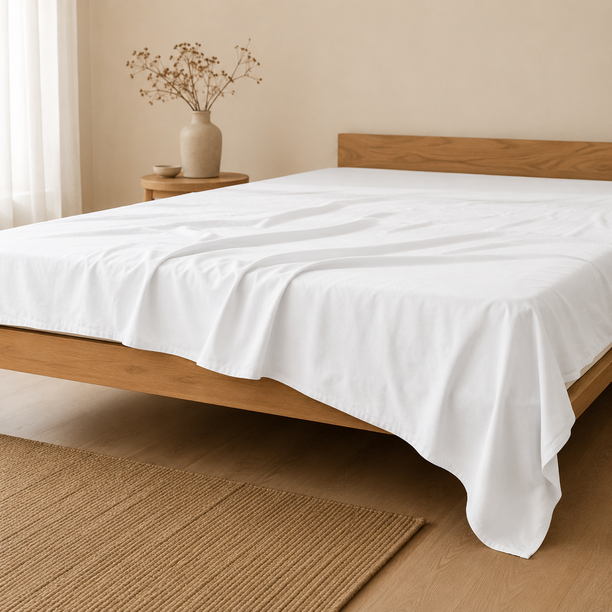 Luxury Cotton Flat Bed Sheet – White