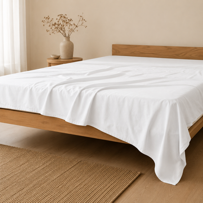 Luxury Cotton Flat Bed Sheet – White