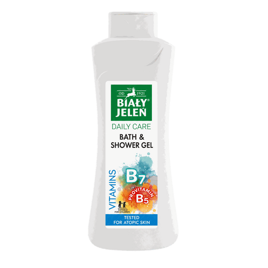 Hypoallergenic Bath & Shower Gel with Vitamins A, E & F – 750 ml | Biały Jeleń by Pollena