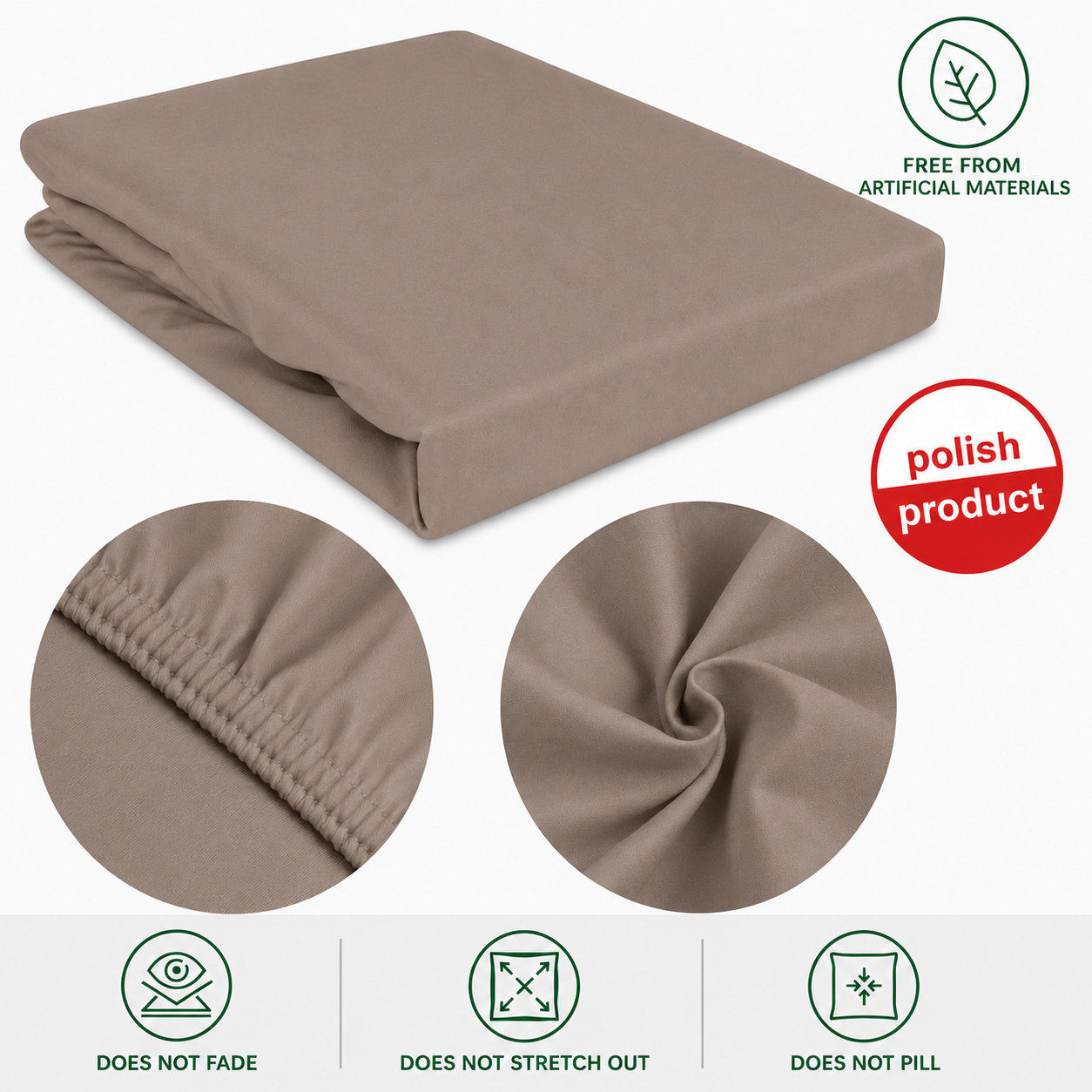 Luxury Satin Fitted Bedsheet – Dark Beige