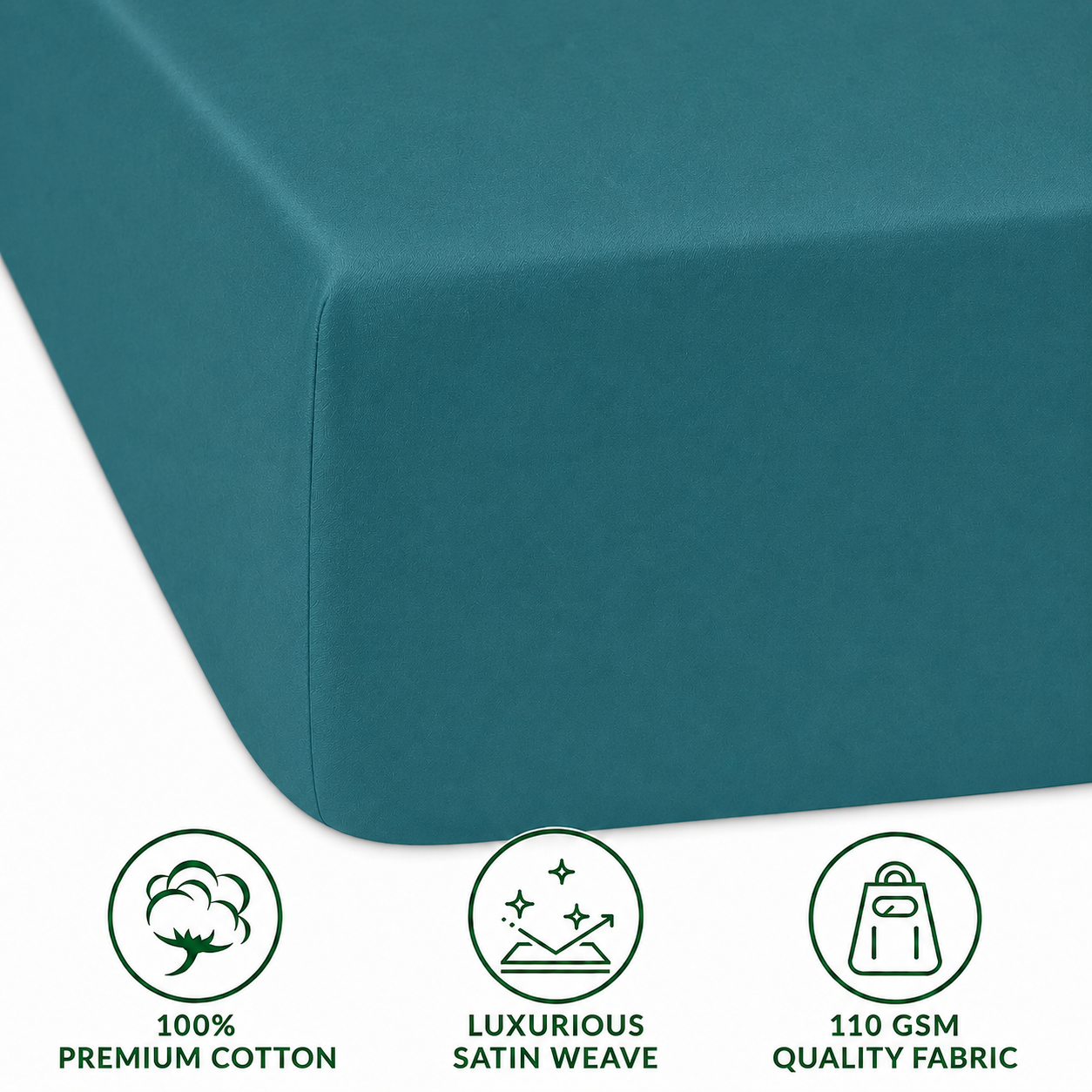 Luxury Satin Fitted Bed Sheet - Teal