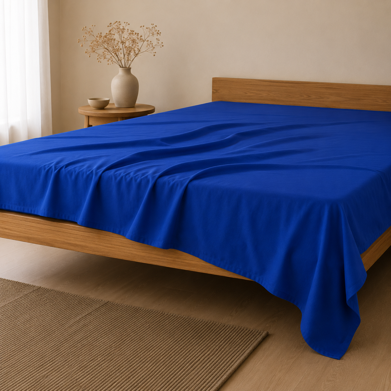 Luxury Cotton Flat Bed Sheet – Royal Blue