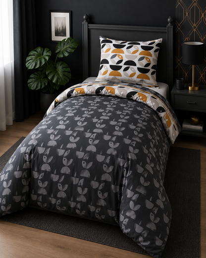 Cotton Family Comfort Duvet Cover + 1 Pillowcase (Carla Grey)
