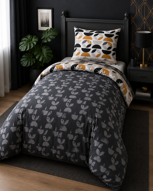 Cotton Family Comfort Duvet Cover + 1 Pillowcase (Carla Grey)