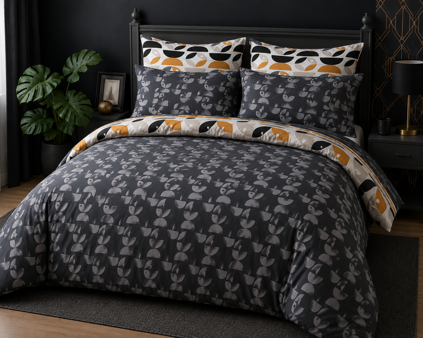 Cotton Family Comfort Duvet Cover + 4 Pillowcase (Carla Grey)