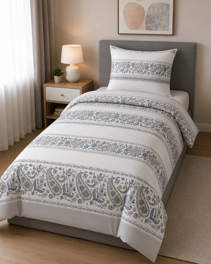 Cotton Family Comfort Duvet Cover + 1 Pillowcase (Paisley-Calm)