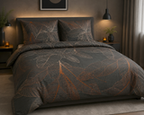 Cotton Comfort Duvet Cover + 2 Pillowcase (copper leaves)