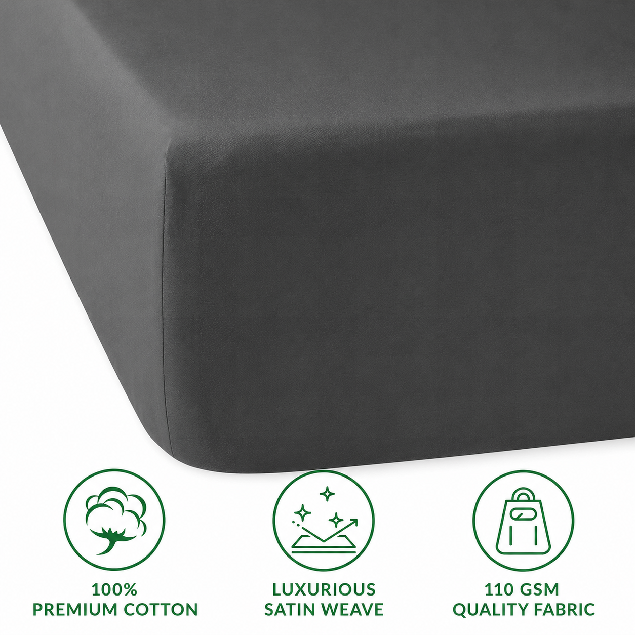 Luxury Satin Flat Bed Sheet – Charcoal Grey