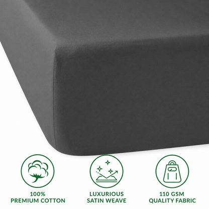 Luxury Satin Flat Bed Sheet – Charcoal Grey