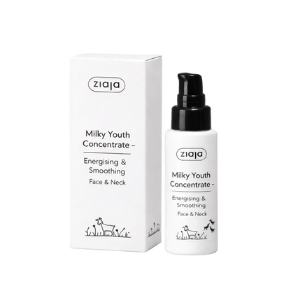 Ziaja Milky Youth Concentrate bottle and packaging on a white background