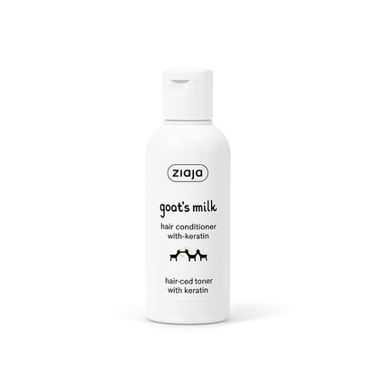 Ziaja goat's milk hair conditioner bottle on a white background