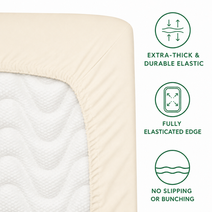 Luxury Satin Fitted Bedsheet – Cream