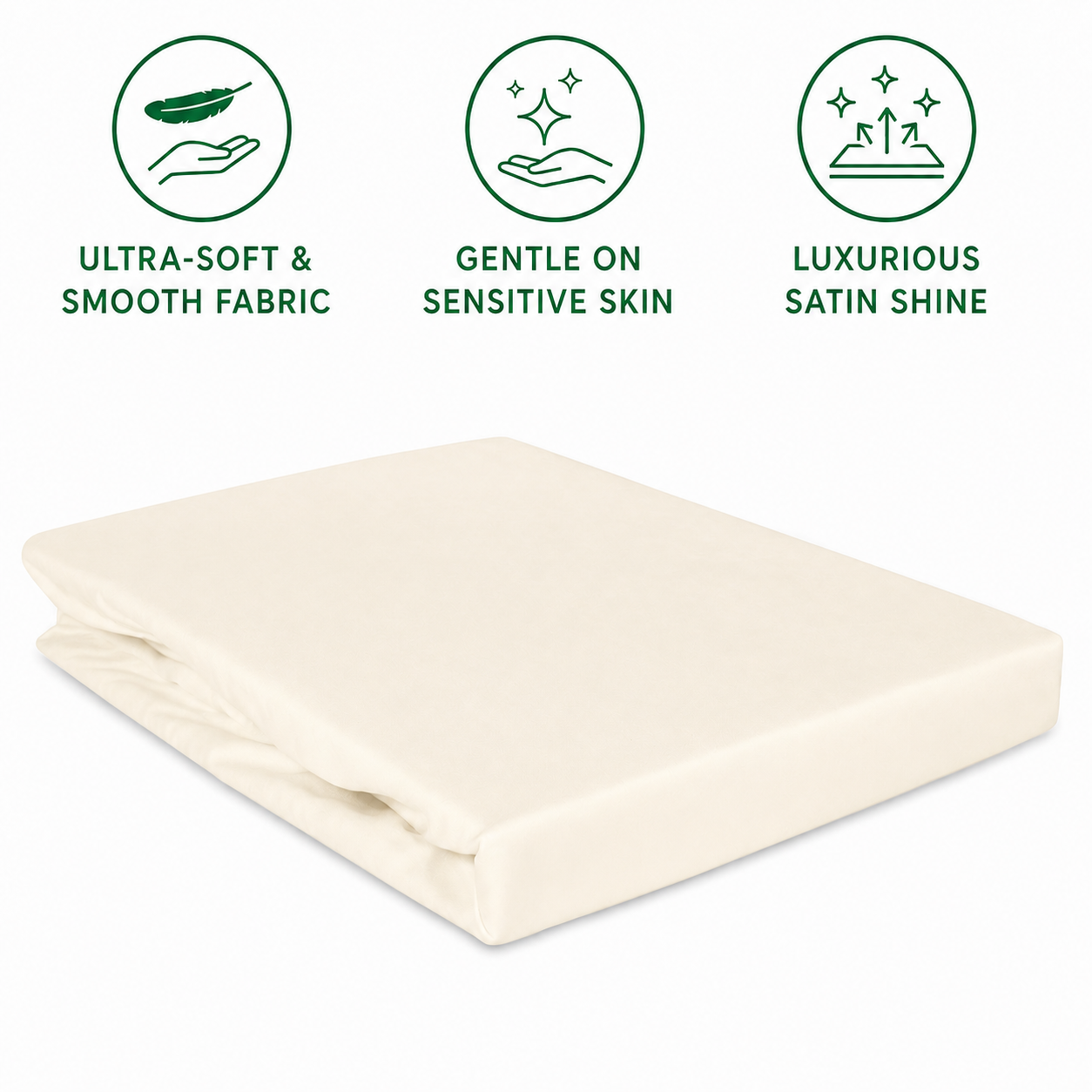 Luxury Satin Flat Bed Sheet – Cream