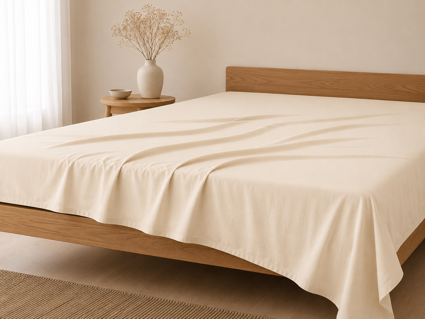 Luxury Cotton Flat Bed Sheet – Cream