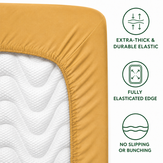 Luxury Satin Fitted Bed Sheet - Mustard